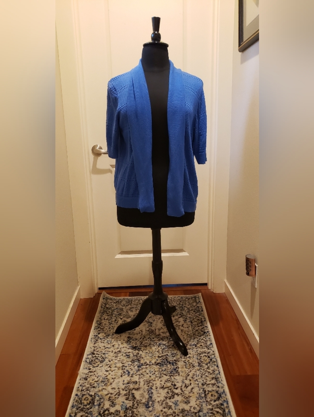 89th & Madison Open-Front Royal Blue Short-Sleeve Cardigan
